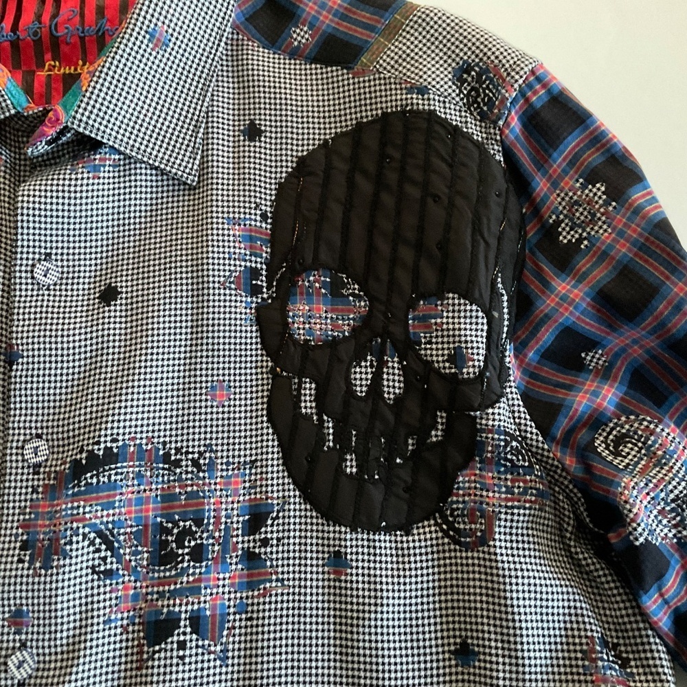 Robert Graham Mens Limited Edition Blues Haven XL Classic Fit Embellished Scull - Picture 13 of 14